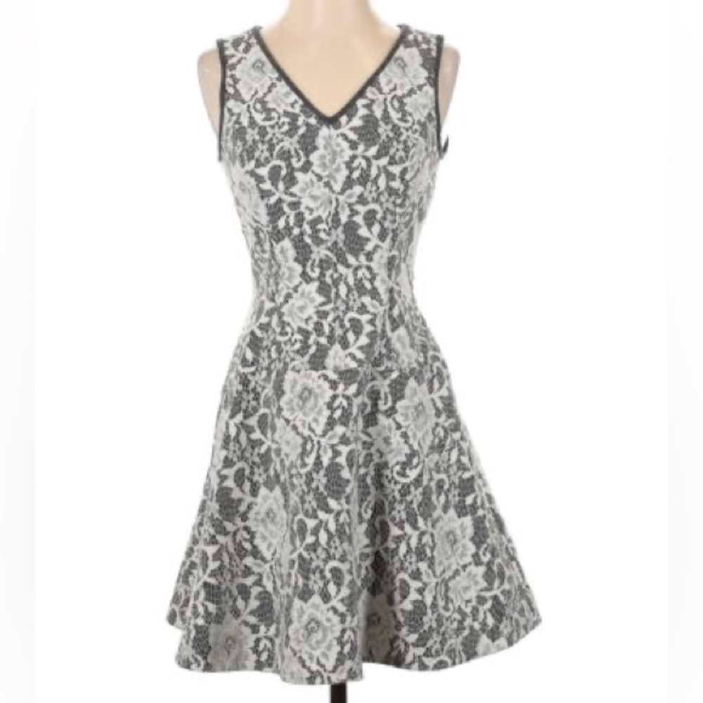 Club Monaco Wool & Lace Fit & Flare Dress